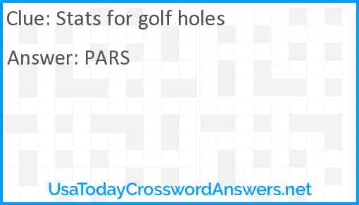 Stats for golf holes Answer