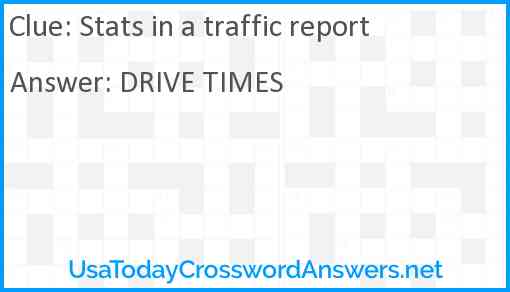 Stats in a traffic report Answer