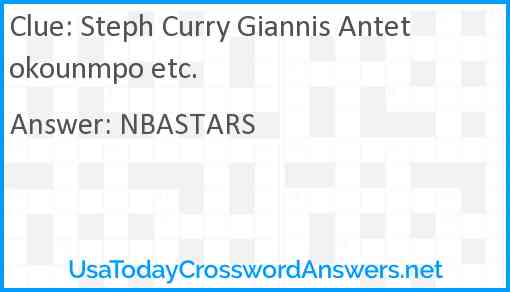 Steph Curry Giannis Antetokounmpo etc. Answer