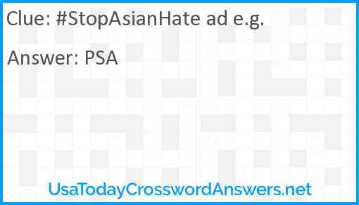 #StopAsianHate ad e.g. Answer