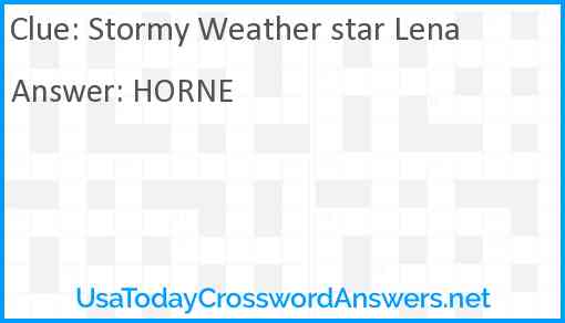 Stormy Weather star Lena Answer