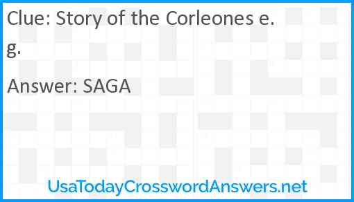 Story of the Corleones e.g. Answer