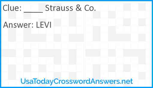 ____ Strauss & Co. Answer