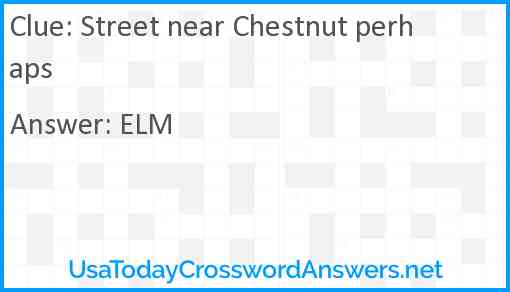 Street near Chestnut perhaps Answer