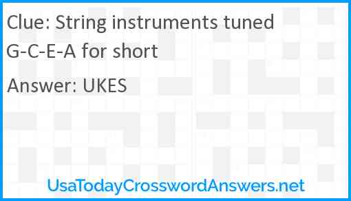 String instruments tuned G-C-E-A for short Answer
