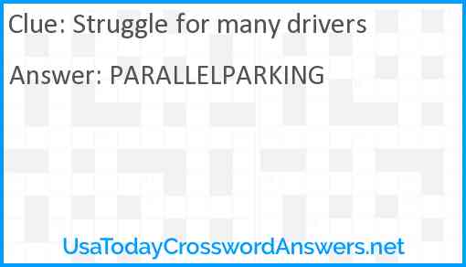 Struggle for many drivers Answer