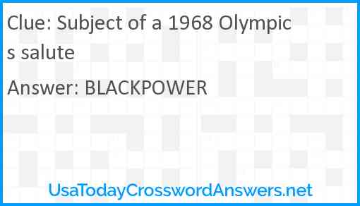 Subject of a 1968 Olympics salute Answer
