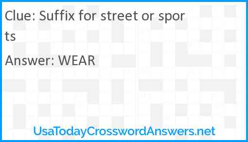 Suffix for street or sports Answer