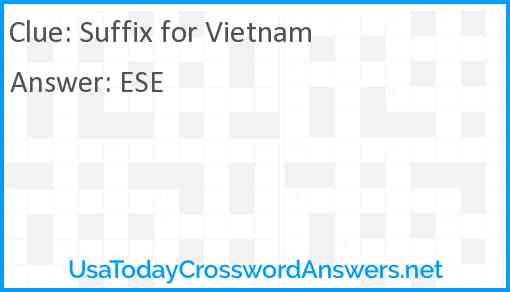 Suffix for Vietnam Answer