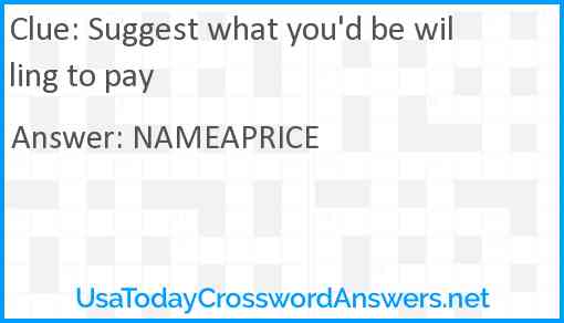 Suggest what you'd be willing to pay Answer