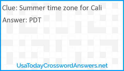 Summer time zone for Cali Answer