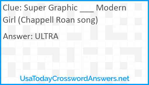 Super Graphic ___ Modern Girl (Chappell Roan song) Answer