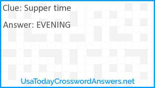 Supper time Answer