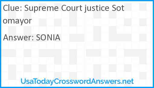 Supreme Court justice Sotomayor Answer