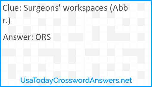 Surgeons' workspaces (Abbr.) Answer