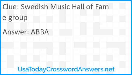 Swedish Music Hall of Fame group Answer