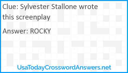 Sylvester Stallone wrote this screenplay Answer