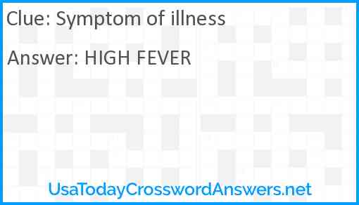 Symptom of illness Answer
