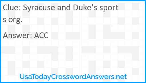 Syracuse and Duke's sports org. Answer