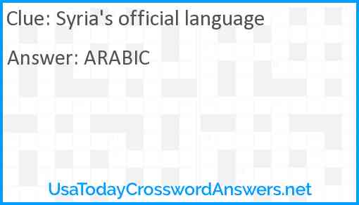 Syria's official language Answer