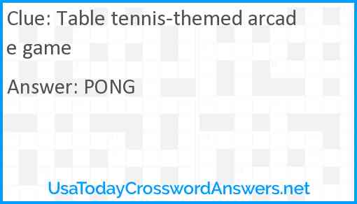 Table tennis-themed arcade game Answer