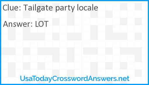 Tailgate party locale Answer