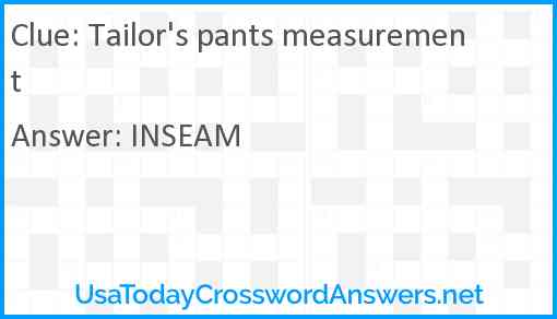 Tailor's pants measurement Answer