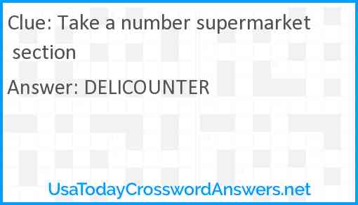 Take a number supermarket section Answer