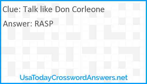 Talk like Don Corleone Answer