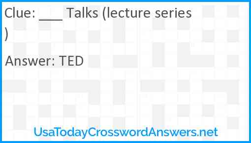 ___ Talks (lecture series) Answer