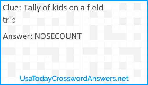 Tally of kids on a field trip Answer