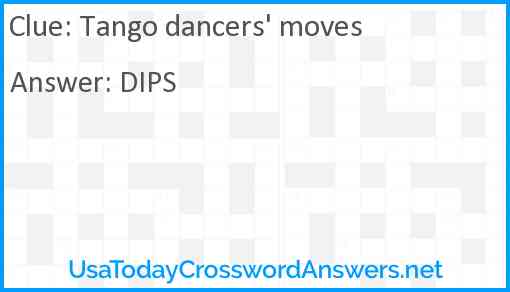 Tango dancers' moves Answer