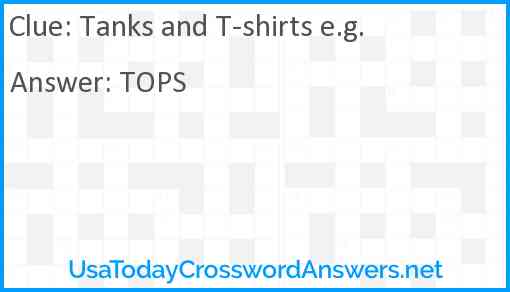 Tanks and T-shirts e.g. Answer