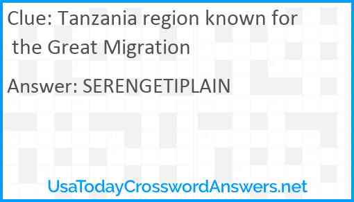 Tanzania region known for the Great Migration Answer