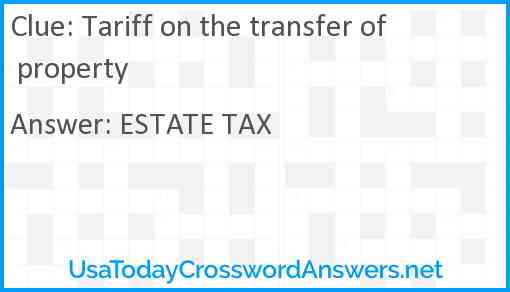 Tariff on the transfer of property Answer