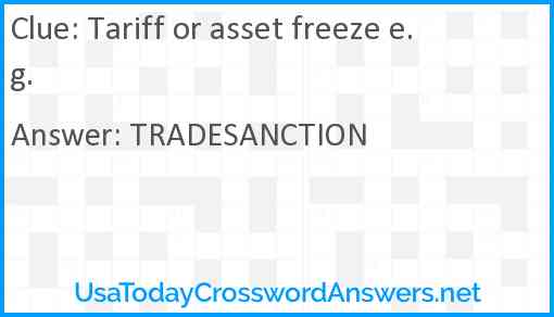 Tariff or asset freeze e.g. Answer