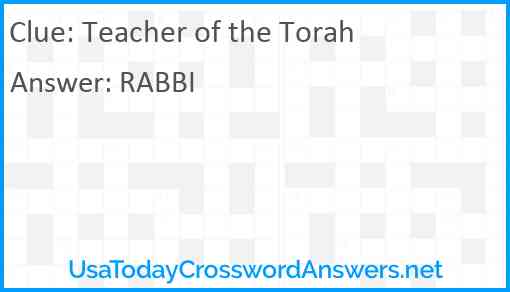 Teacher of the Torah Answer