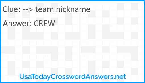 --> team nickname Answer