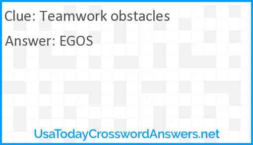 Teamwork obstacles Answer