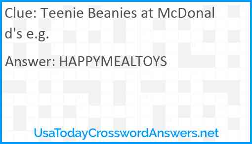 Teenie Beanies at McDonald's e.g. Answer