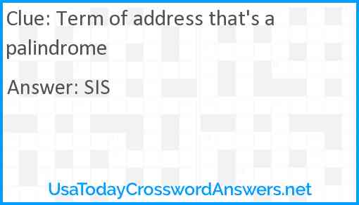 Term of address that's a palindrome Answer