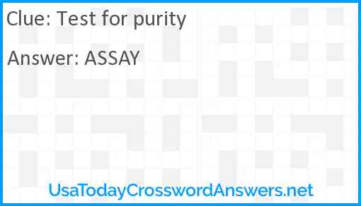 Test for purity Answer