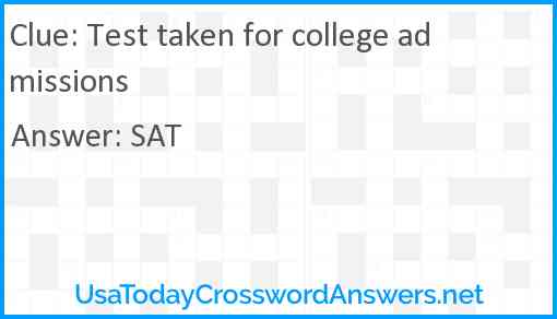 Test taken for college admissions Answer