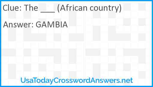 The ___ (African country) Answer