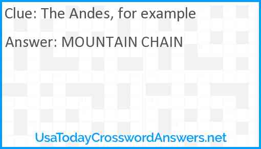 The Andes, for example Answer