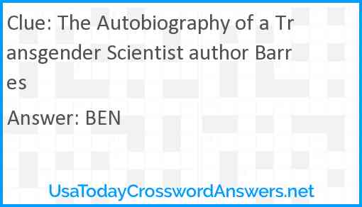 The Autobiography of a Transgender Scientist author Barres Answer