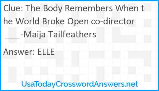 The Body Remembers When the World Broke Open co-director ___-Maija Tailfeathers Answer