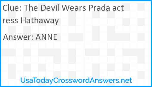 The Devil Wears Prada actress Hathaway Answer