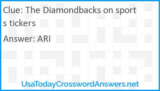 The Diamondbacks on sports tickers Answer