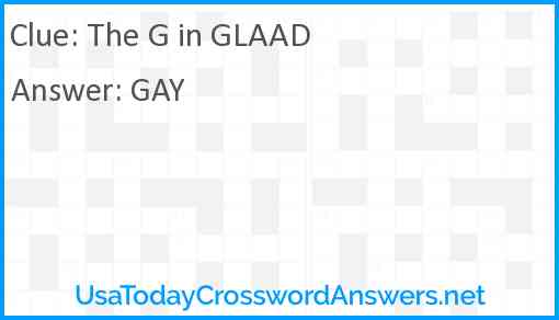 The G in GLAAD Answer